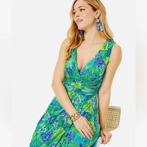 Lilly Pulitzer Moana Wrap Maxi Dress - Botanical Green in a Flutter - Size S - Picture 6 of 10